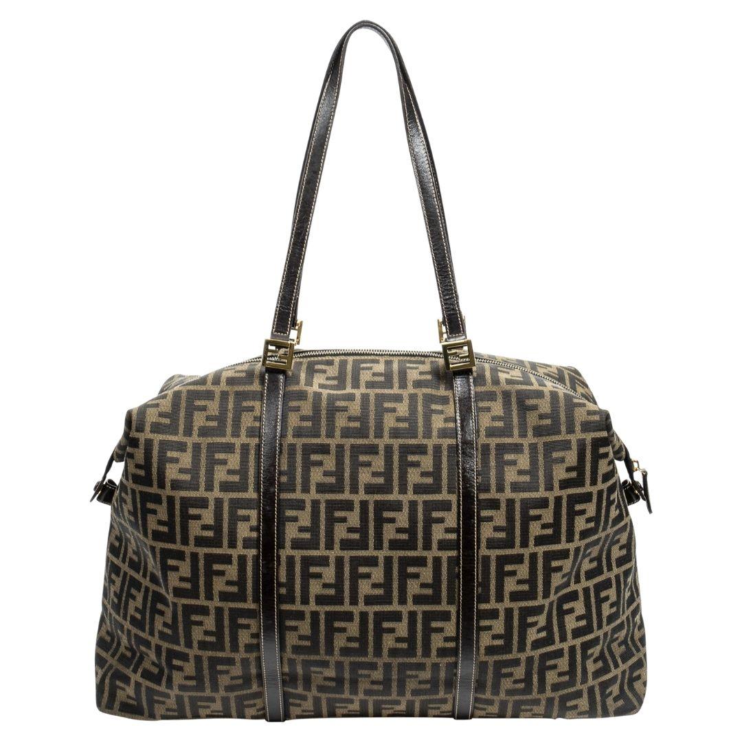 Fendi Brown Zucca Weekender Bag In Excellent Condition For Sale In Atlanta, GA