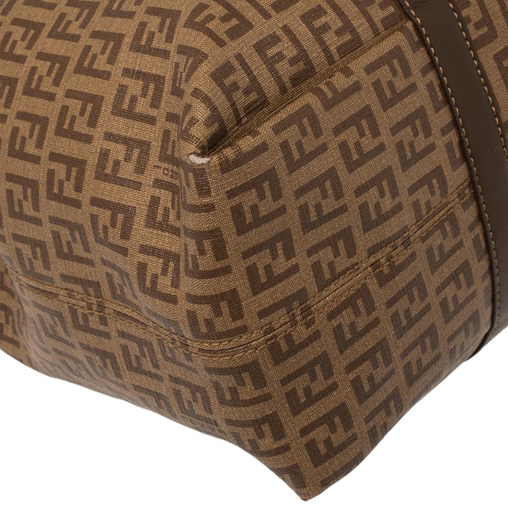 Fendi Brown Zuccachino Coated Canvas and Leather Trim Shopper Tote 6