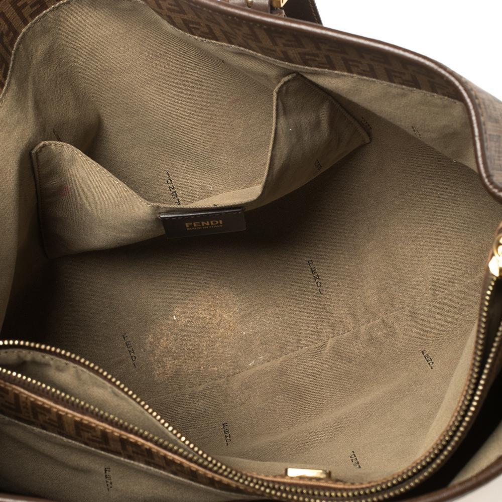 Fendi Brown Zuccachino Coated Canvas and Leather Trim Shopper Tote 9