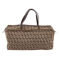 Fendi Brown Zucchinno Fabric and Leather Satchel