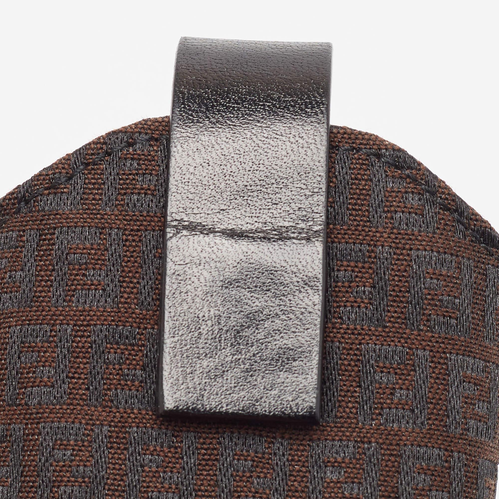 Black Fendi Brown Zucchino Canvas and Leather Phone Case For Sale