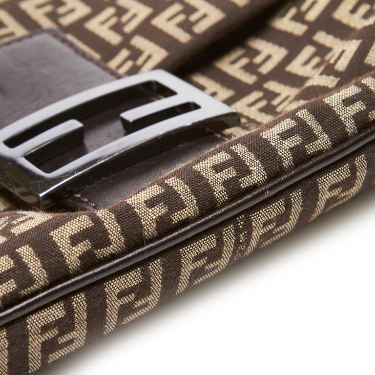 Fendi Brown Zucchino Canvas Crossbody Bag For Sale at 1stdibs