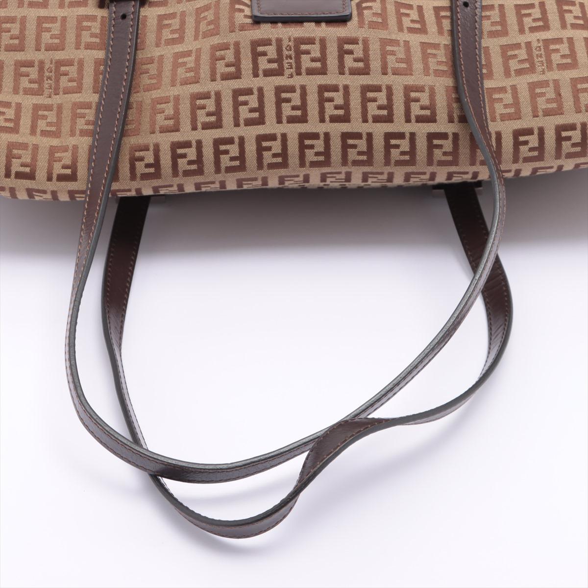 Fendi Brown Zucchino Canvas Forever Large Tote Bag For Sale 2