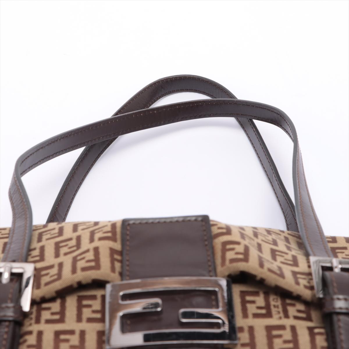 Fendi Brown Zucchino Canvas Forever Large Tote Bag For Sale 3