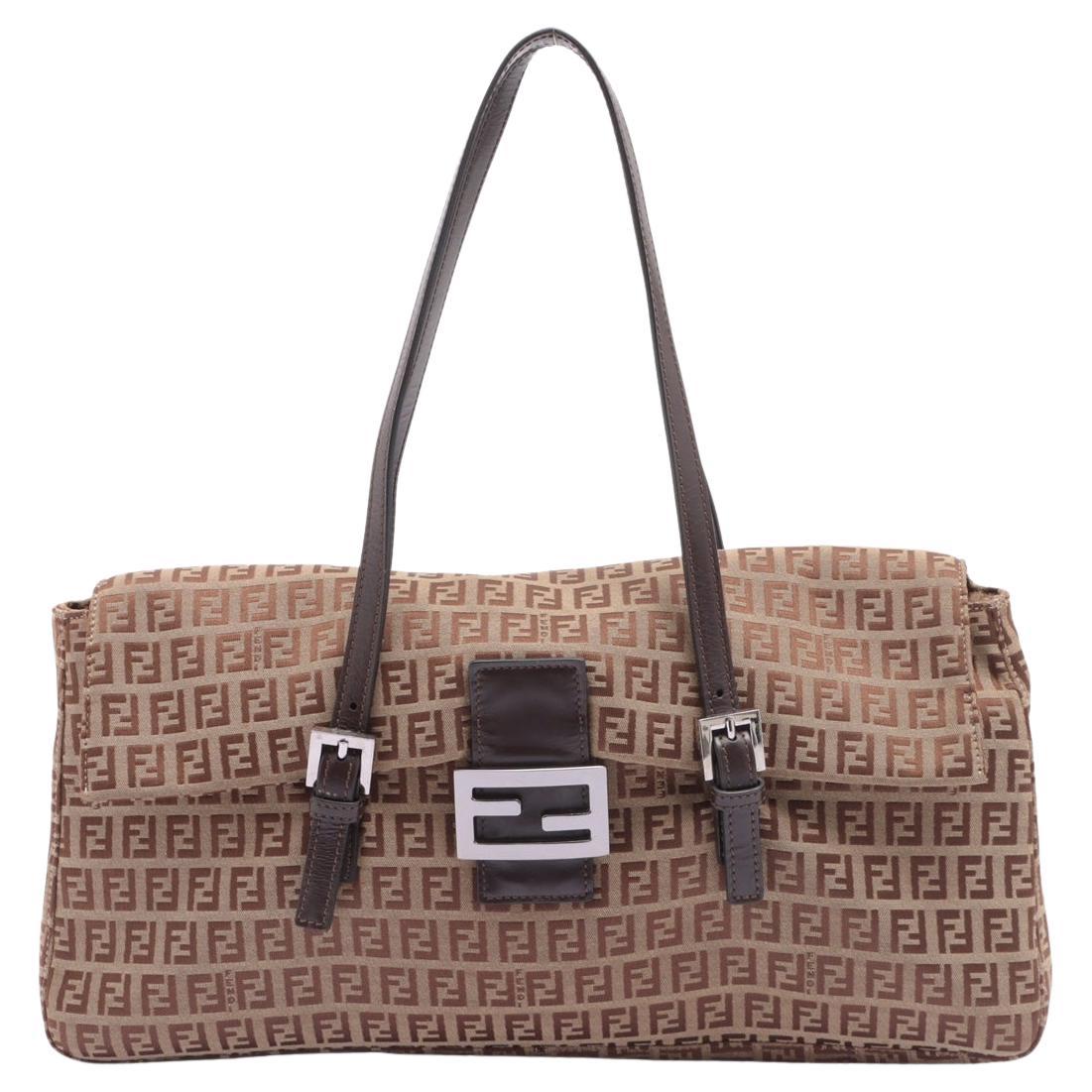 Fendi Brown Zucchino Canvas Forever Large Tote Bag For Sale