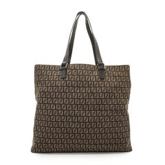 Fendi Brown Zucchino Canvas Large Tote Shoulder Bag