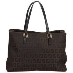 Fendi Brown Zucchino Canvas Tote Bag