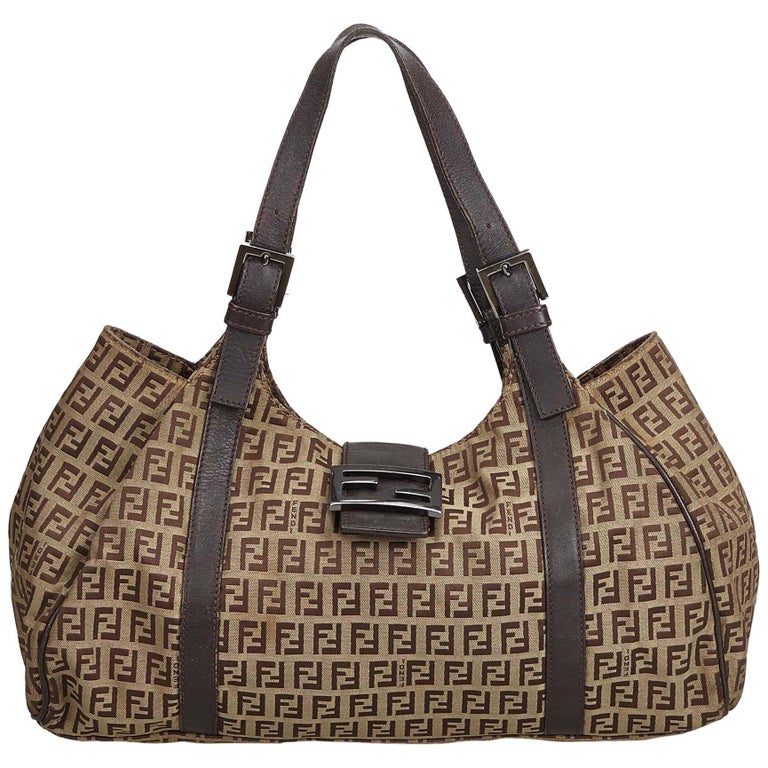 Fendi Brown Zucchino Canvas Tote Bag at 1stdibs