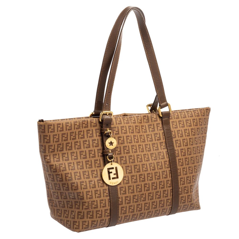 Fendi Brown Zucchino Coated Canvas And Leather Superstar Shopper Tote 7