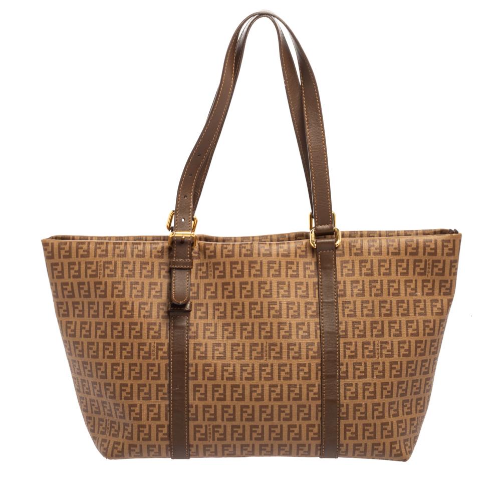 Fendi Brown Zucchino Coated Canvas And Leather Superstar Shopper Tote 8