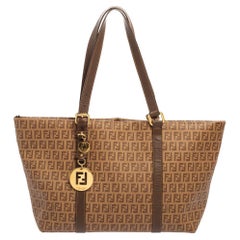 Fendi Brown Zucchino Coated Canvas And Leather Superstar Shopper Tote