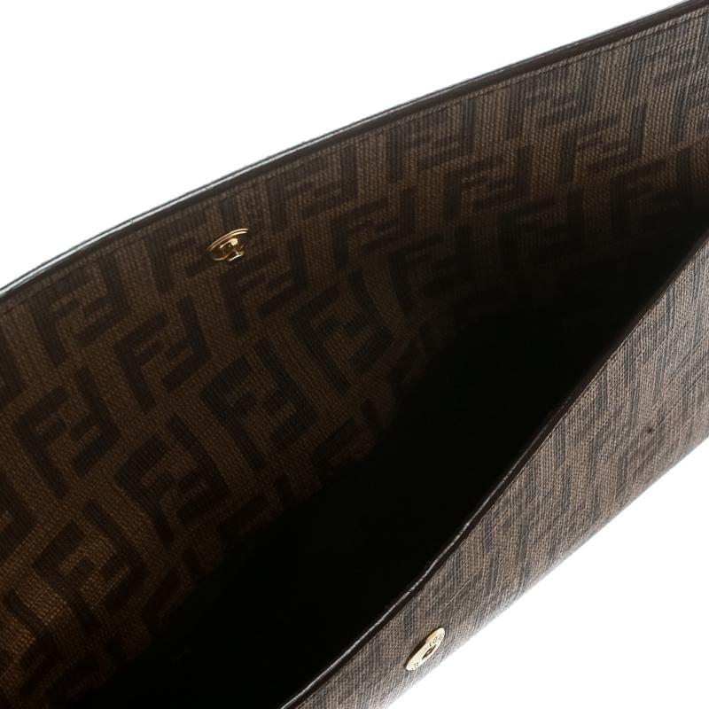 Fendi Brown Zucchino Coated Canvas Forever Continental Wallet For Sale 1