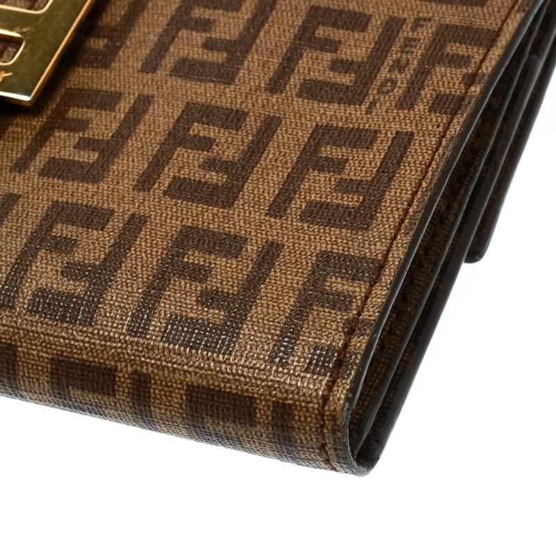Fendi Brown Zucchino Coated Canvas Forever Continental Wallet For Sale 3