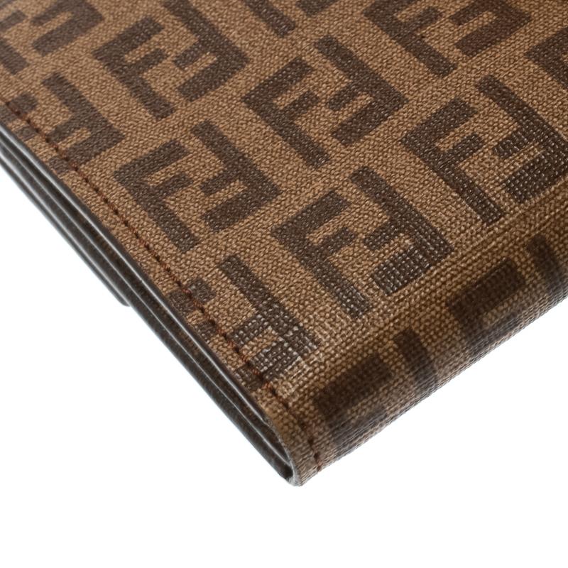 Fendi Brown Zucchino Coated Canvas Forever Continental Wallet For Sale 4