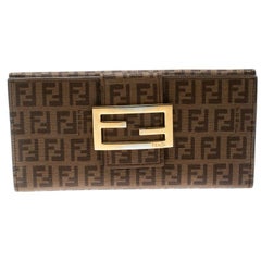 Fendi Brown Zucchino Coated Canvas Forever Continental Wallet