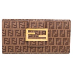 Fendi Brown Zucchino Coated Canvas Forever Continental Wallet
