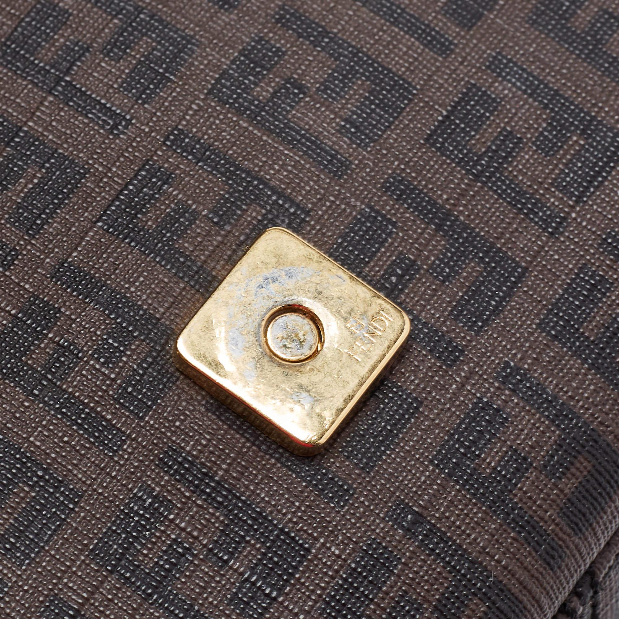Fendi Brown Zucchino Coated Canvas Mama Baguette Bag 6