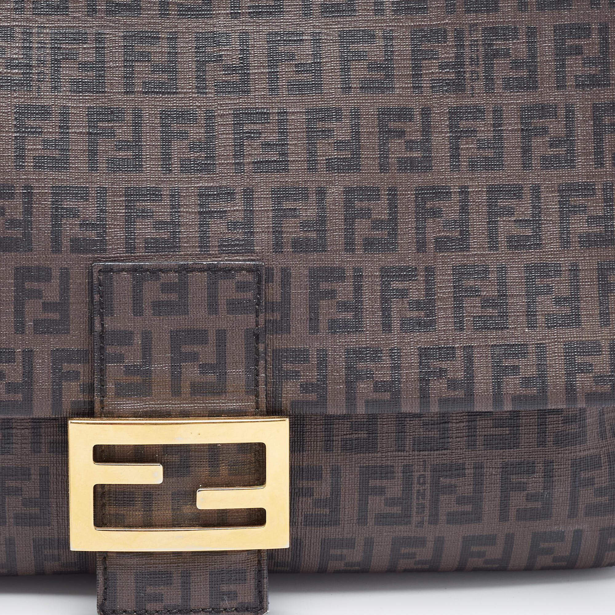 Women's or Men's Fendi Brown Zucchino Coated Canvas Mama Baguette Bag