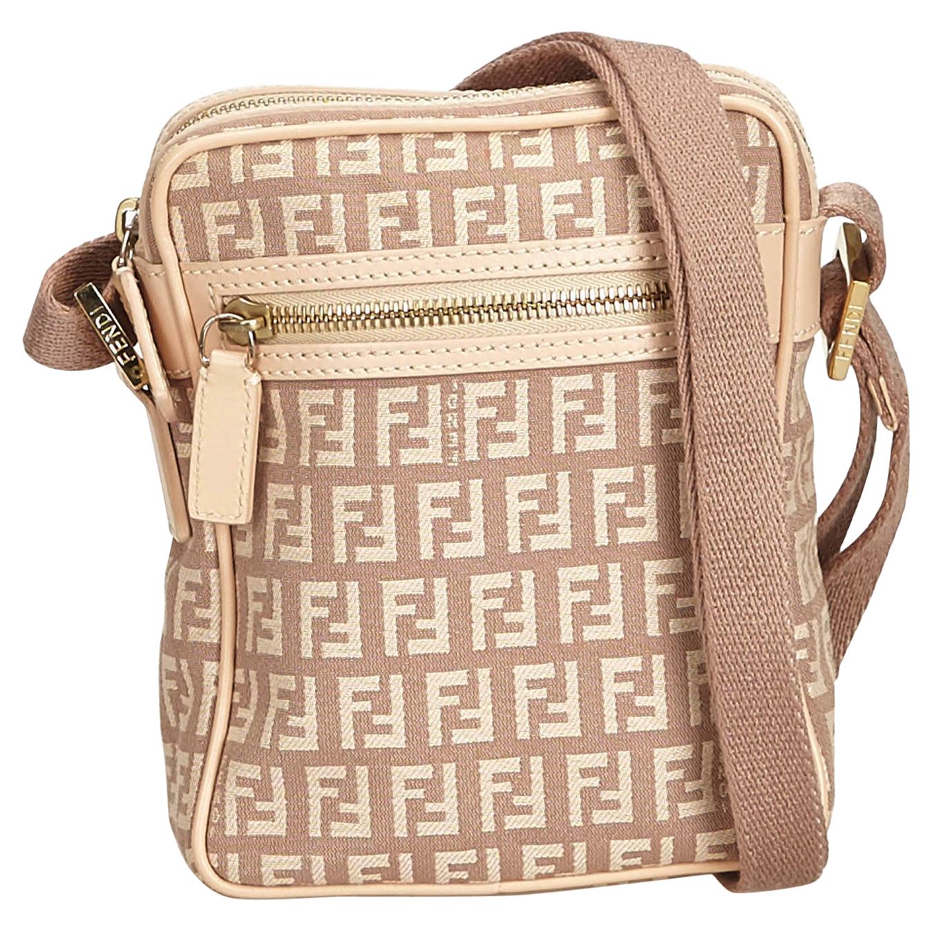 Fendi Brown Zucchino Jacquard Crossbody Bag