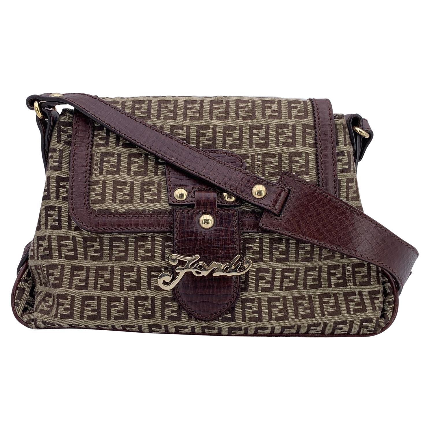 Fendi Borsa a tracolla in tela Monogram Marrone Zucchino