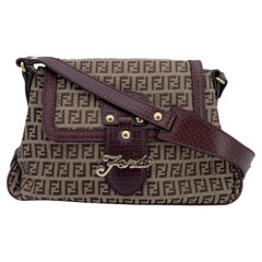 Fendi Borsa a tracolla in tela Monogram Marrone Zucchino