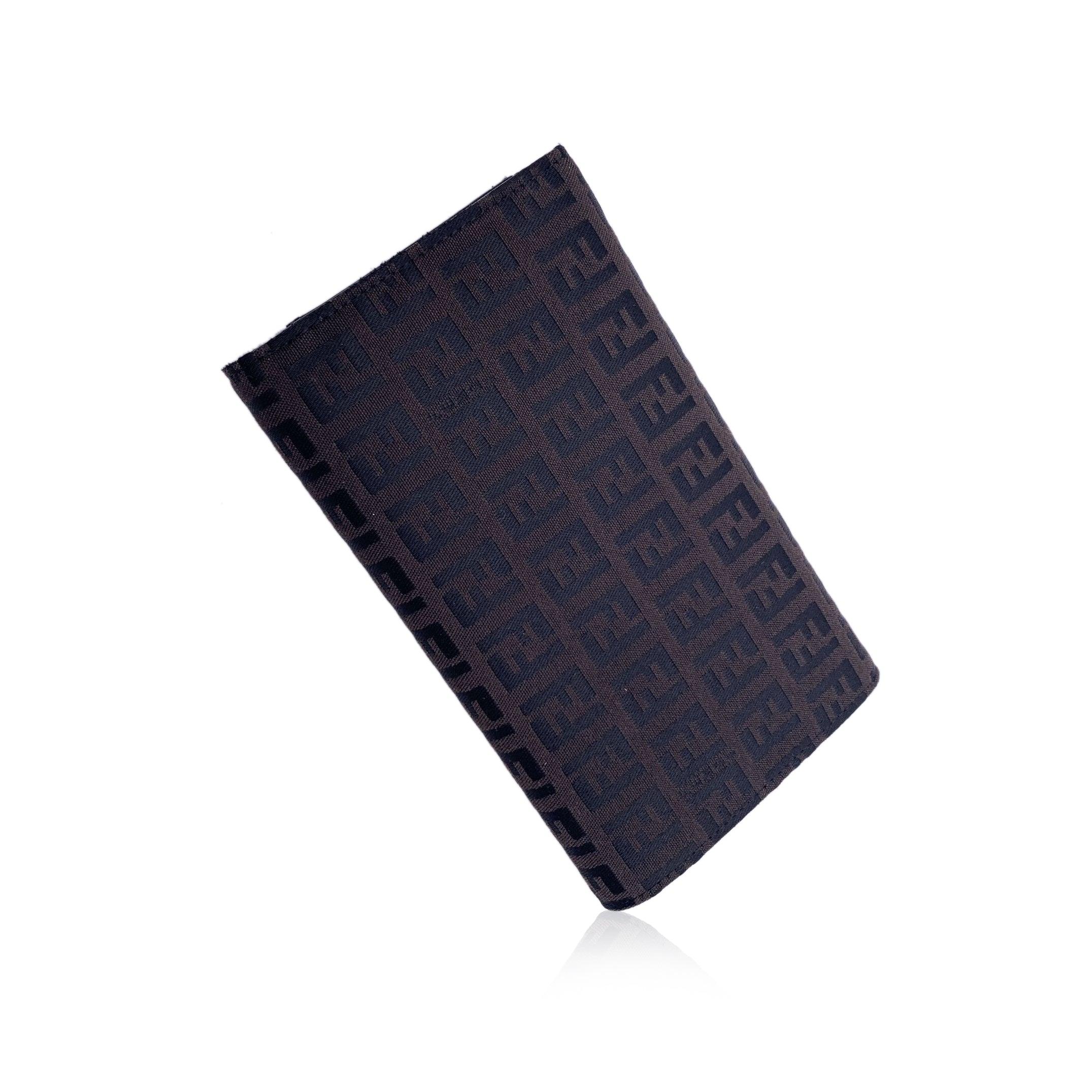 Black Fendi Brown Zucchino Monogram Canvas Flap Wallet Coin Purse