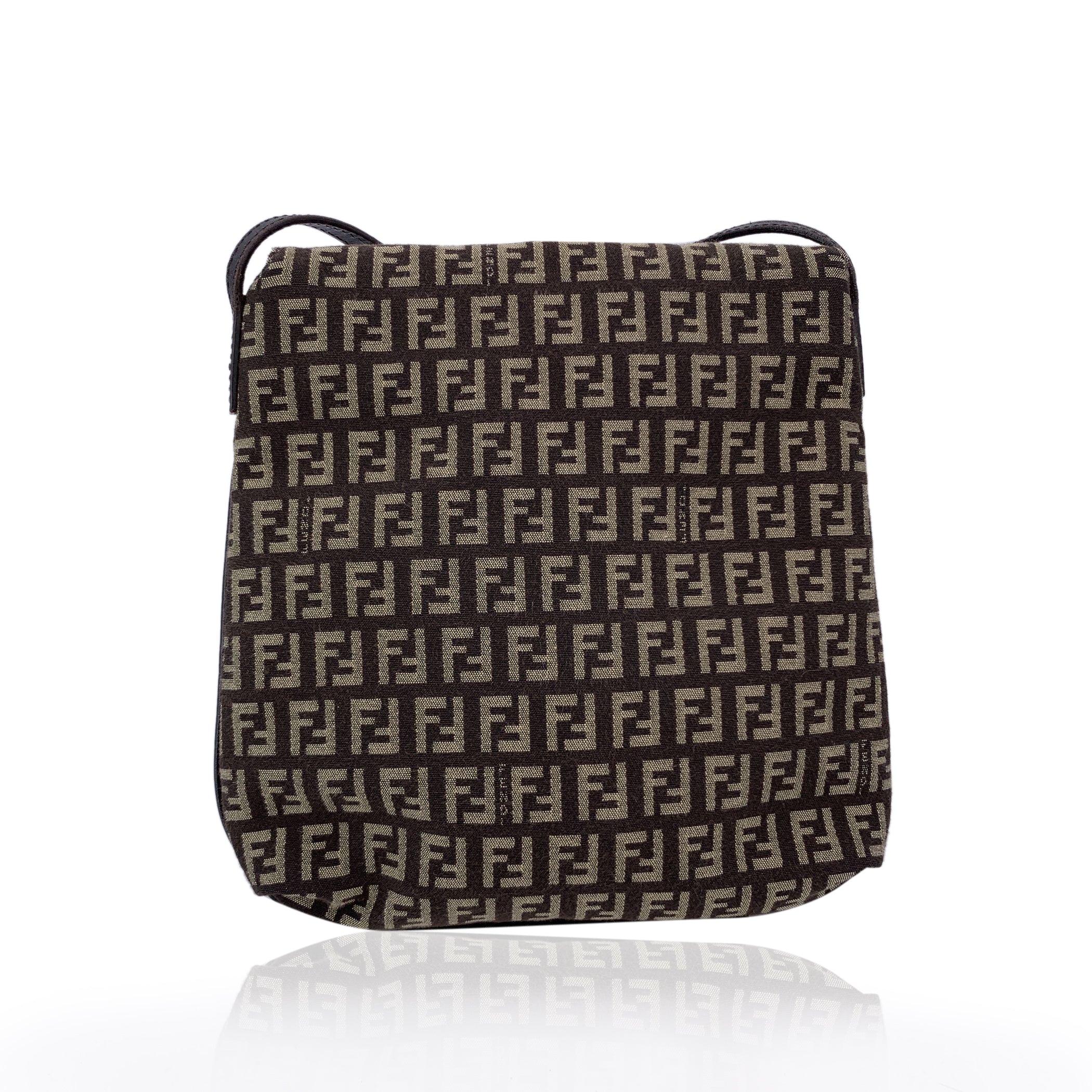 Black Fendi Brown Zucchino Monogram Canvas Messenger Bag For Sale