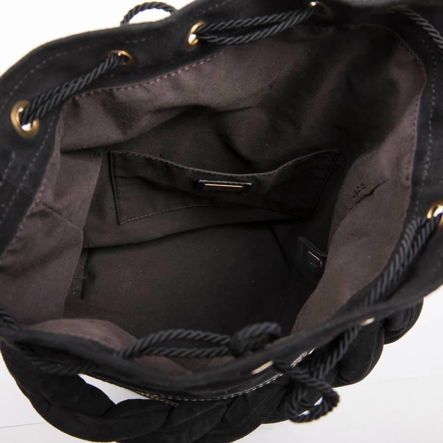 Fendi Black Leather Gold Embossed Bucket Bag 6