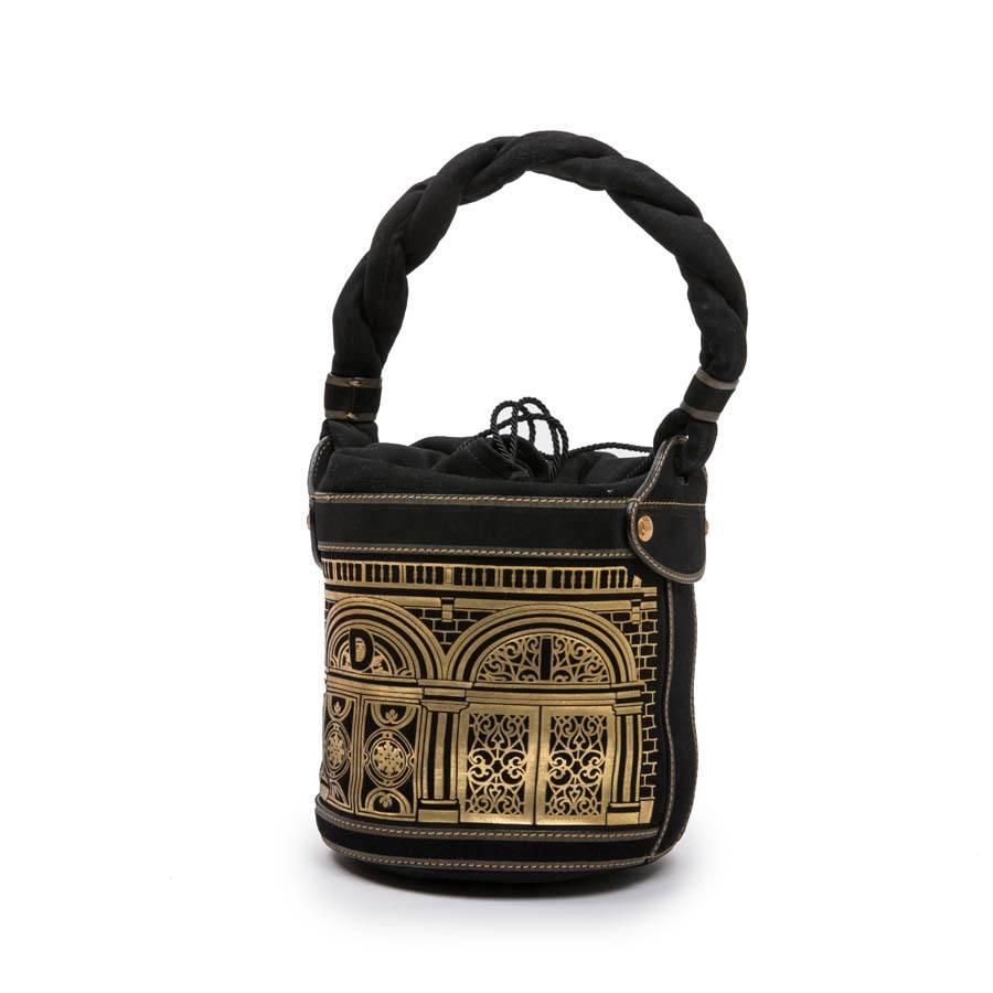 Fendi Black Leather Gold Embossed Bucket Bag 1