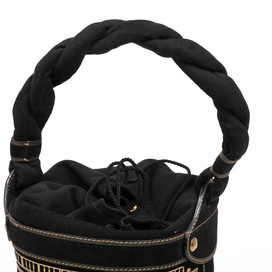 Fendi Black Leather Gold Embossed Bucket Bag 2