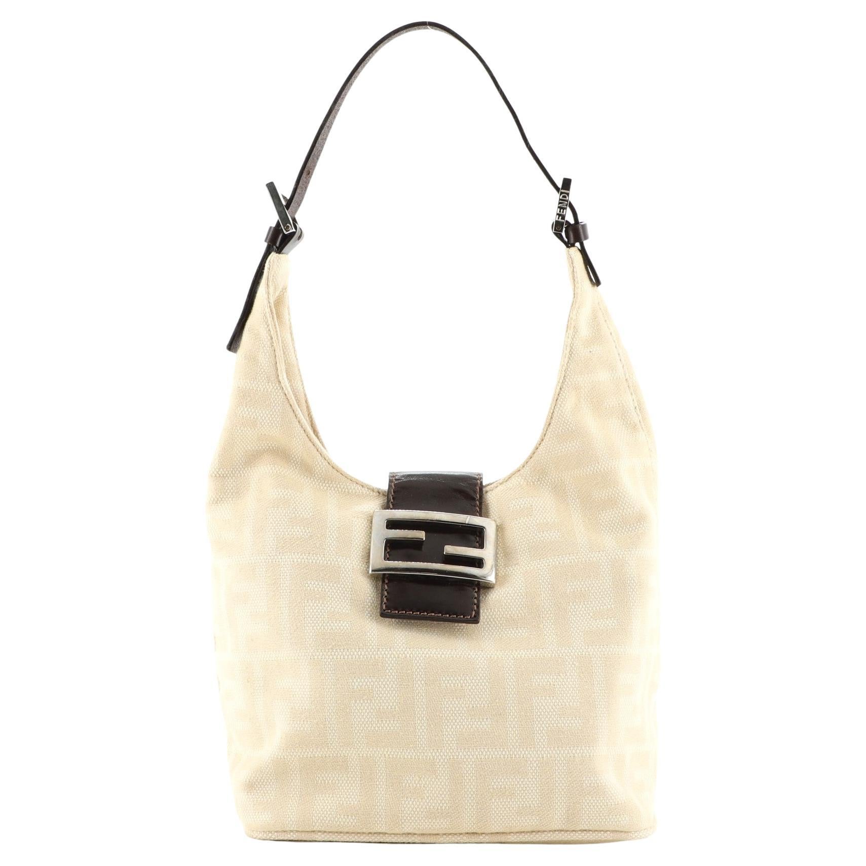 FENDI white and orange leather Monogram ZUCCA MON TRESOR MINI Bucket