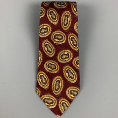 FENDI Burgundy Beige Paisley Silk Tie