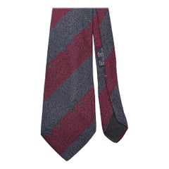 Corbata de seda a rayas diagonales gris burdeos FENDI