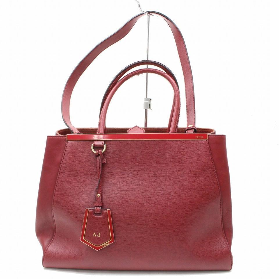Fendi Burgundy Jours 2way 868399 Red Leather Tote In Good Condition For Sale In Dix hills, NY