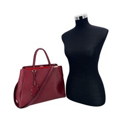 Fendi Burgundy Leather 2 Jours Tote Handbag with Shoulder Strap