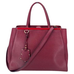 Fendi Burgundy Leather 2 Jours Tote Handbag with Shoulder Strap