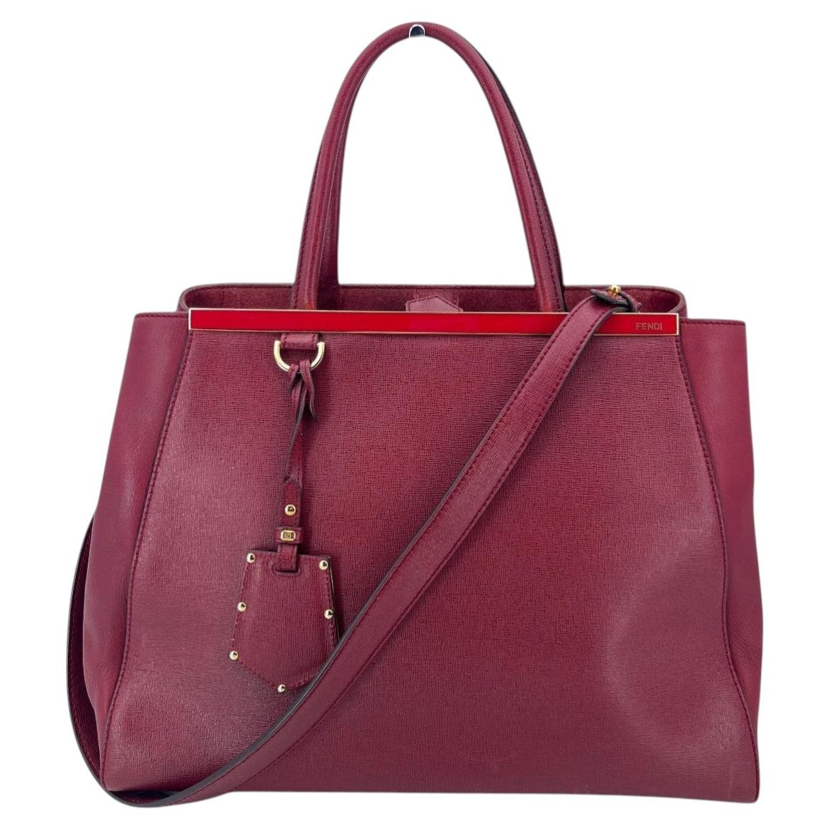 Fendi Bolso Tote de Piel Borgoña 2Jours con Bandolera