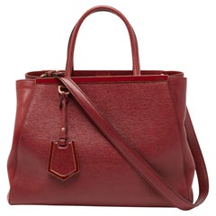 Fendi 2-Jours-Tasche aus burgunderrotem Leder