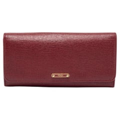 Used Fendi Burgundy Leather Continental Wallet
