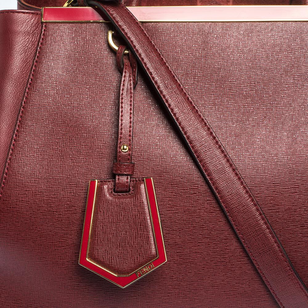 Fendi Burgundy Leather Medium 2jours Tote 4