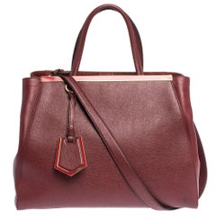 Fendi Burgundy Leather Medium 2jours Tote