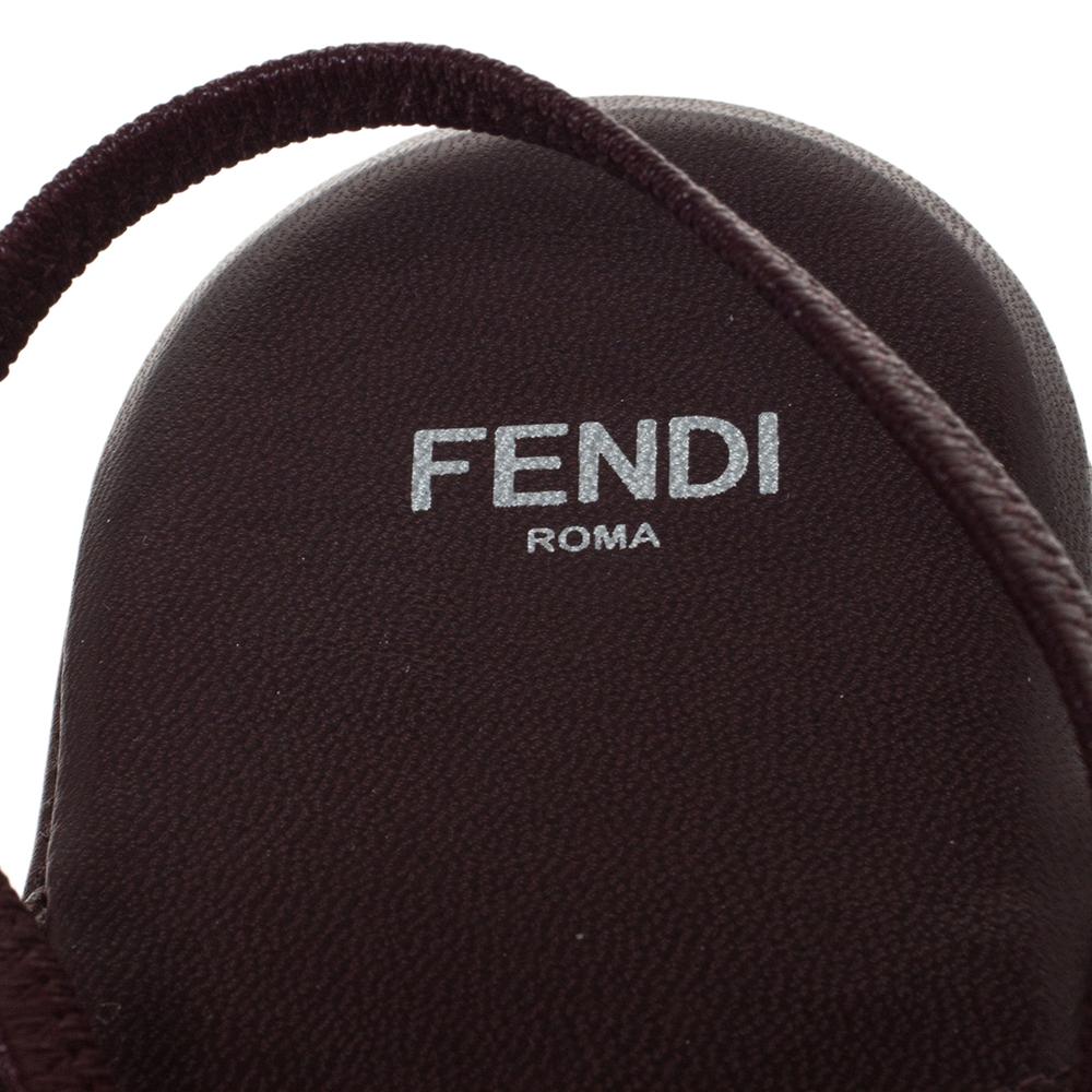 Fendi Burgundy Leder Plateau Slingback Pantoletten Sandalen Größe 38 3