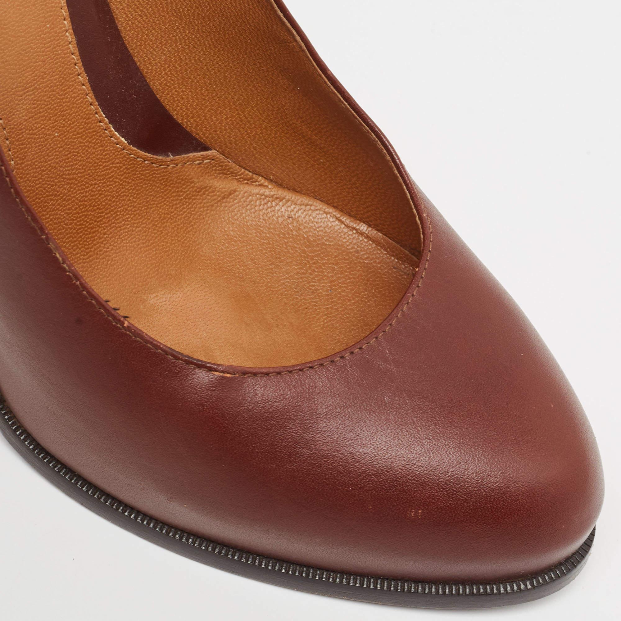 Fendi Burgundy Leather Pumps Size 39 For Sale 4