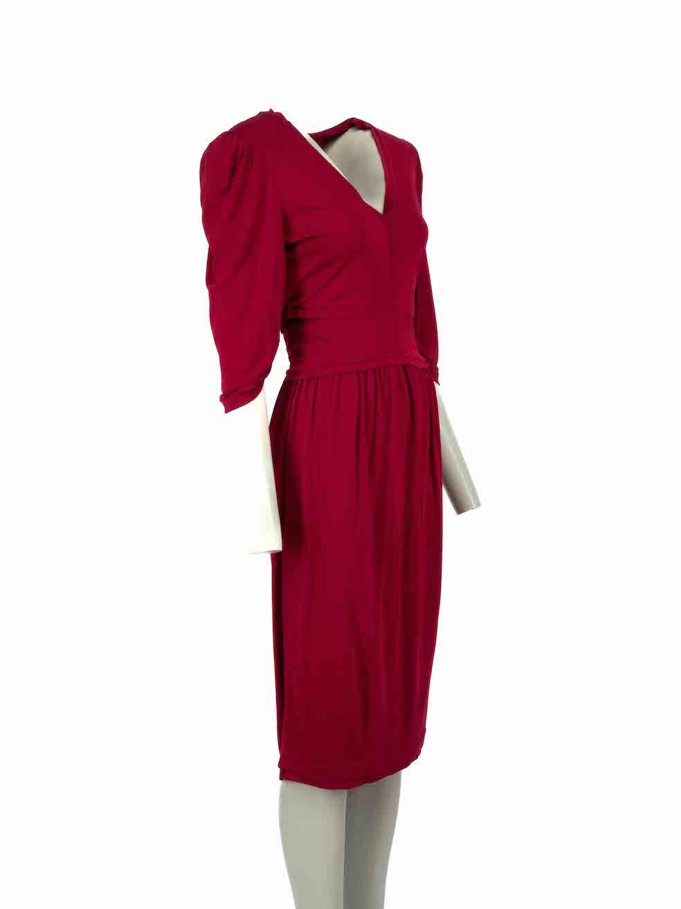 CONDITION is Never worn, with tags. No visible wear to dress is evident on this new Fendi designer resale item.
 
Details
Burgundy
Synthetic
Midi dress
Stretchy
V neckline
Ruched mid sleeves
Side zip closure

Made in Italy
 
Composition
85% Rayon