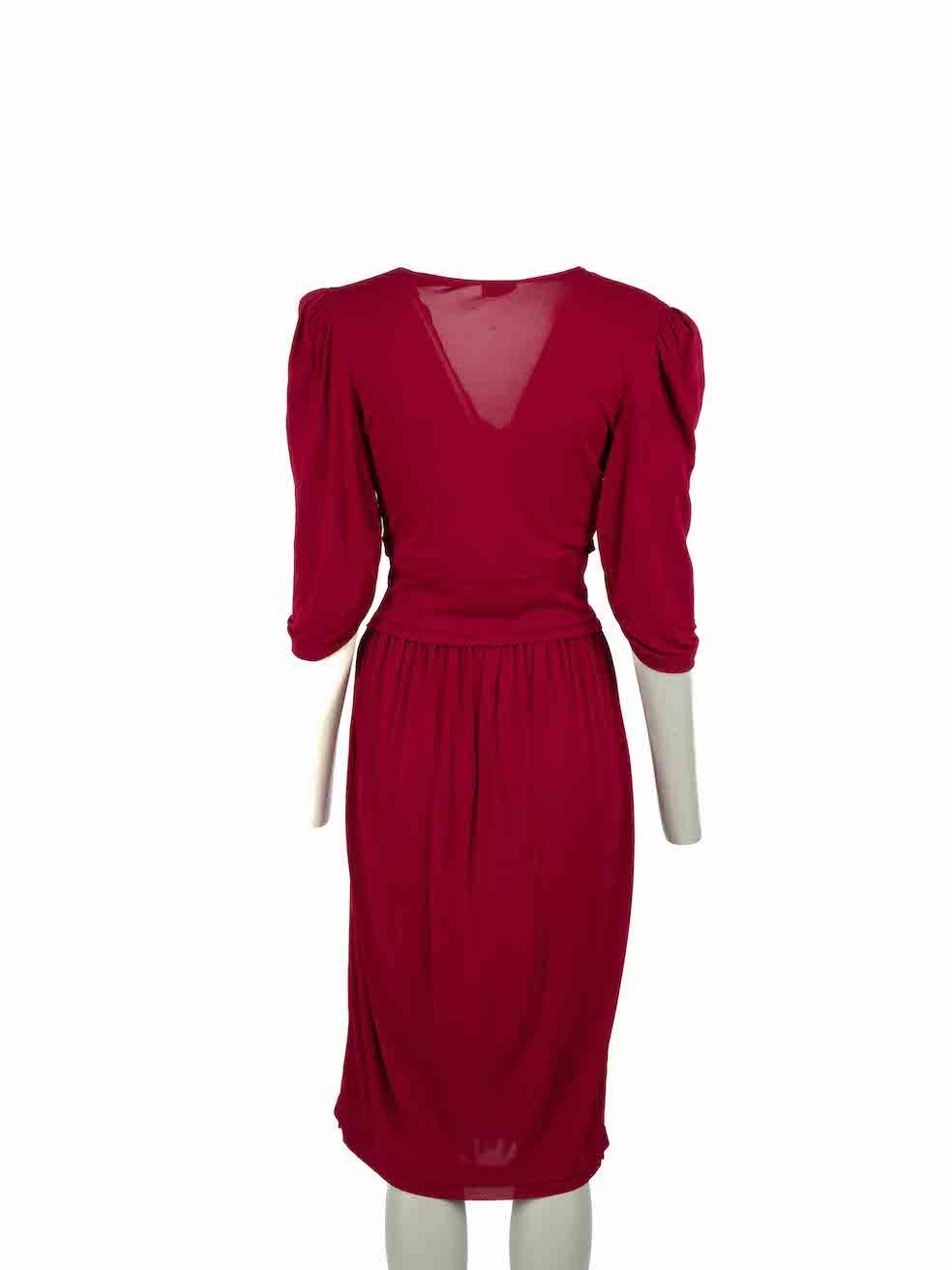 Fendi Burgundy Mid Sleeve Midi Dress Size M In New Condition In London, GB