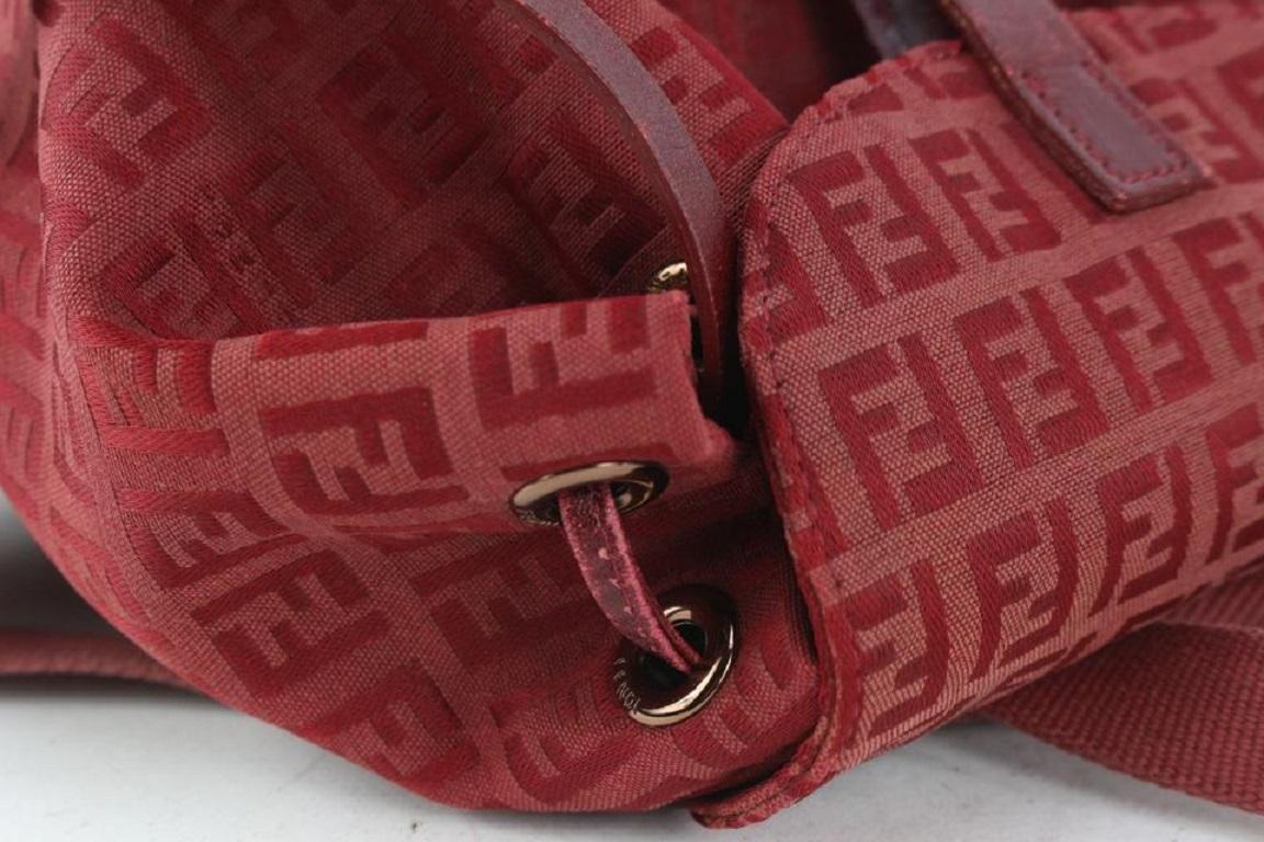Fendi Burgundy Monogram FF Zucca Backpack with Pouch 240ff3 6