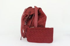 Fendi Burgundy Monogram FF Zucca Backpack with Pouch 240ff3