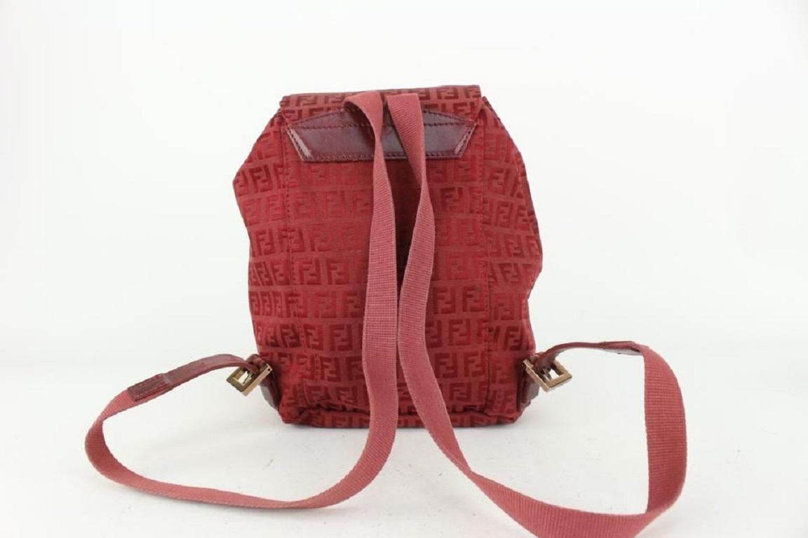 Fendi Burgundy Monogram FF Zucca Backpack with Pouch 240ff3 1