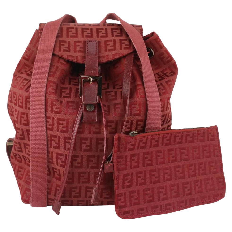 Fendi Burgundy Monogram FF Zucca Backpack with Pouch 240ff3