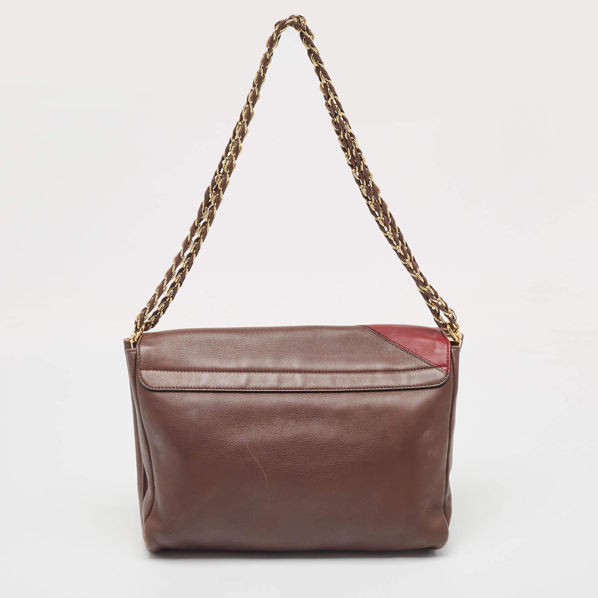 Fendi Burgundy/Multicolor Leather Large Claudia Shoulder Bag 8